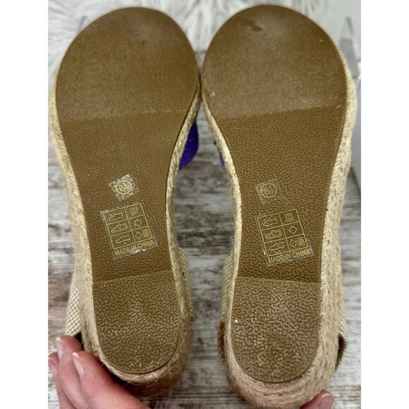 Journee Collection Ashlyn Wedge Sandal Women’s 8.5 WIDE Purple Runs 1/2 Size Lg - Picture 7 of 12